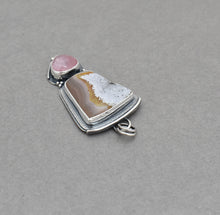 Agua Nueva Agate with Natural Druzy and Morganite Pendant.