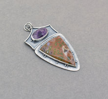 Amethyst Trapiche and Ocean Jasper Pendant. Substantial Jewelry.