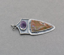 Amethyst Trapiche and Ocean Jasper Pendant. Substantial Jewelry.