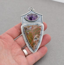 Amethyst Trapiche and Ocean Jasper Pendant. Substantial Jewelry.