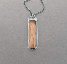 Bruneau Jasper Necklace. Neutral Color Long Landscape Pendant. Unique Jewelry.