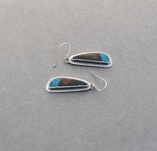 Chrysocolla and Textured Sterling Silver Earrings.