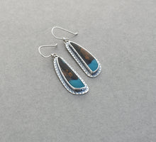 Chrysocolla and Textured Sterling Silver Earrings.
