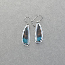 Chrysocolla and Textured Sterling Silver Earrings.