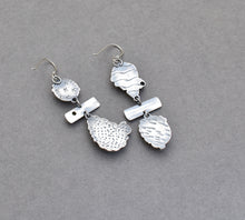 Larimar, Labradorite, Moonstone, and Silver Mismatch Earrings.