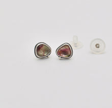 Tourmaline Stud Earrings. Multi Color Gemstone Post Earrings.