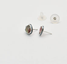 Tourmaline Stud Earrings. Multi Color Gemstone Post Earrings.