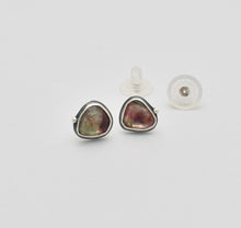 Tourmaline Stud Earrings. Multi Color Gemstone Post Earrings.