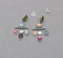 Tourmaline Chandelier Post Drop Earrings. Colorful Earrings.