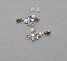 Tourmaline Chandelier Post Drop Earrings. Colorful Earrings.