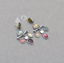 Tourmaline Chandelier Post Drop Earrings. Colorful Earrings.