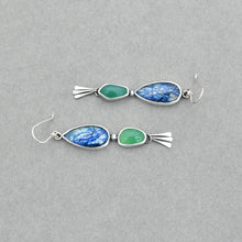 Azurite Quartz Doublet and Chrysoprase Dangle Earrings.