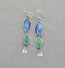 Azurite Quartz Doublet and Chrysoprase Dangle Earrings.