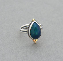 Ethiopian Opal Ring. Blue with Flash. Size 7.