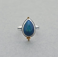 Ethiopian Opal Ring. Blue with Flash. Size 7.