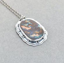 Boulder Opal Pendant. Layered Textured Bits of Light.