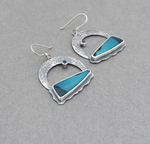 Chrysocolla Crescent Moon Earrings.
