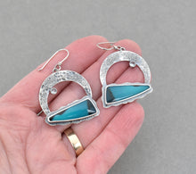 Chrysocolla Crescent Moon Earrings.