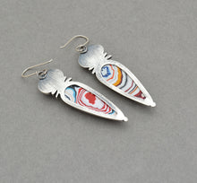 Kyanite and Fordite Dangle Earrings.