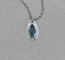 Petite Textured London Blue Topaz Necklace.