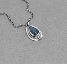Petite Textured London Blue Topaz Necklace.
