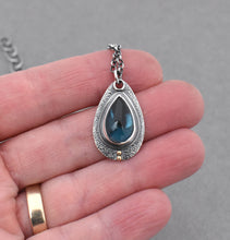 Petite Textured London Blue Topaz Necklace.