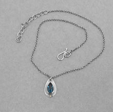 Petite Textured London Blue Topaz Necklace.