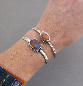 Boulder Opal Cuff Bracelet with Rumble Texture.
