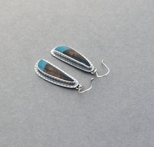 Chrysocolla and Textured Sterling Silver Earrings.