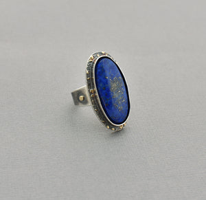 Lapis Ring. Vibrant and Heavily Textured OOAK Ring. Sized to Order.