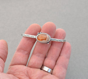 Mexican Fire Opal Cuff with Botanical Motif.