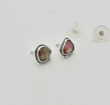 Tourmaline Stud Earrings. Multi Color Gemstone Post Earrings.