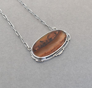 Reserved. Montana Agate Landscape Necklace. On the Horizon.
