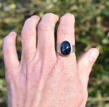 Star Sapphire Ring. Navy Blue Sapphire with 22K Bezel. Size 9