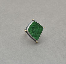 Uvarovite Garnet Ring. Raw Kite Shaped Unique Jewelry. Size 7.