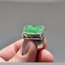 Uvarovite Garnet Ring. Raw Kite Shaped Unique Jewelry. Size 7.