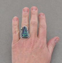 Azurite Malachite Ring with Gem and Pebble Accents. Size 6.75