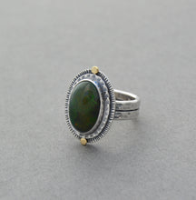 Black Ethiopian Opal and Textured Silver Ring. Size 6.75