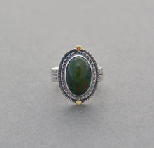 Black Ethiopian Opal and Textured Silver Ring. Size 6.75