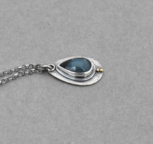 Petite Textured London Blue Topaz Necklace.