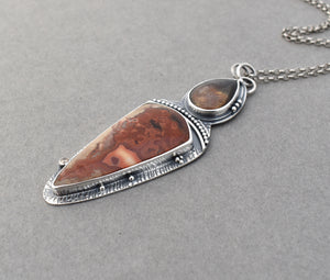 Sunstone and Teepee Canyon Agate Statement Pendant.
