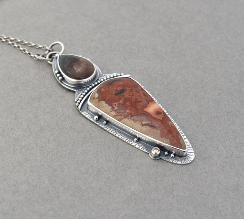 Sunstone and Teepee Canyon Agate Statement Pendant.